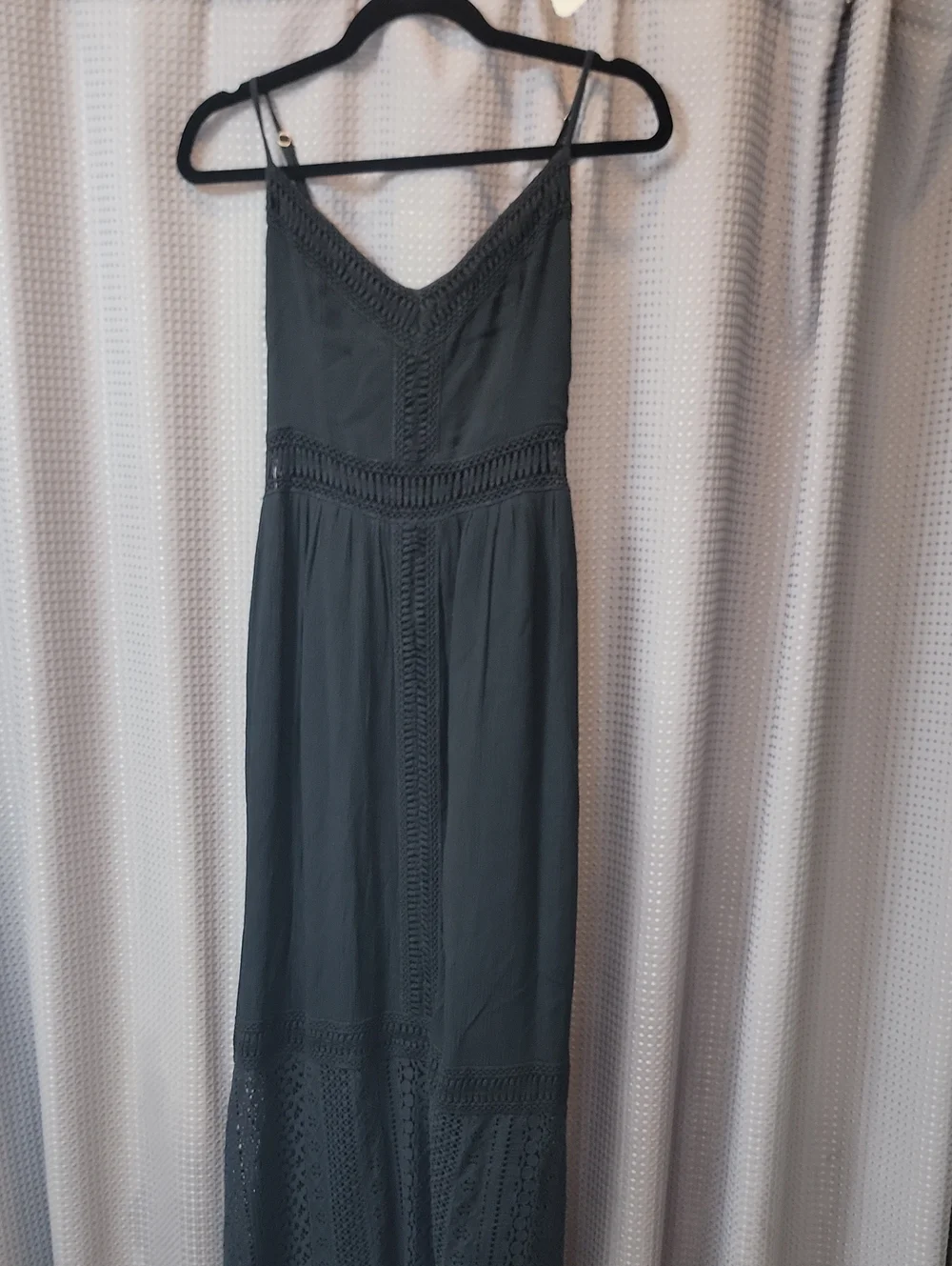 Abercrombie & Fitch Black Crochet-Detail Maxi Dress Size S